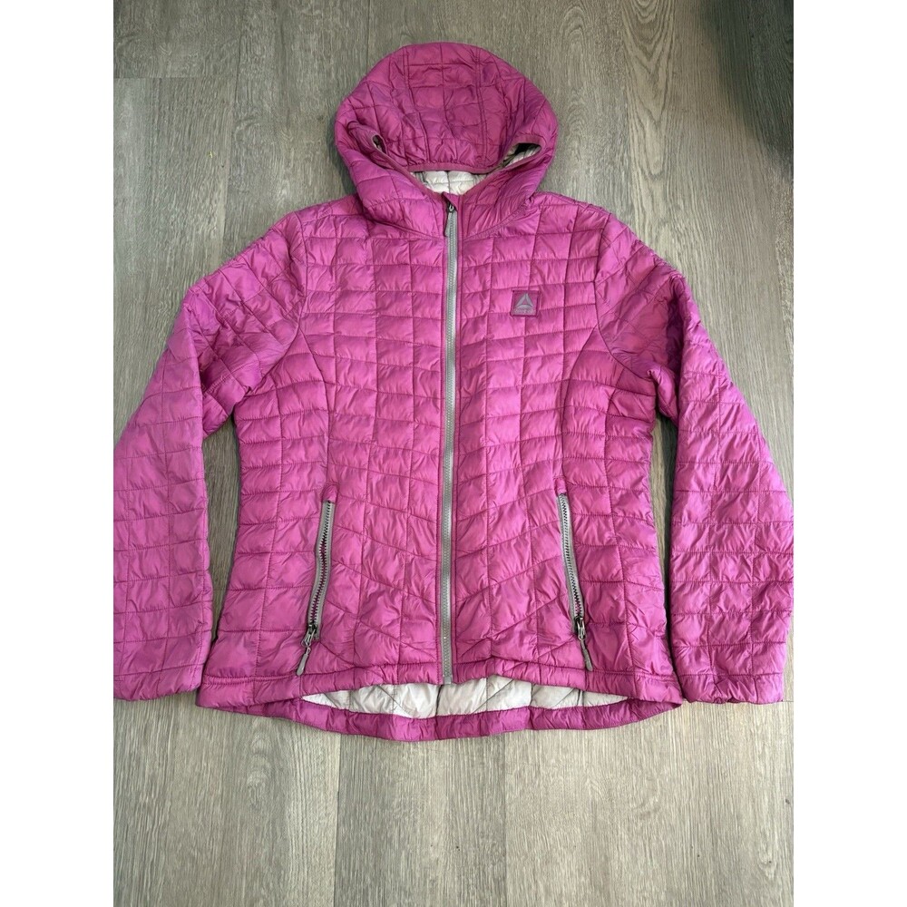 Reebok Women’s Large Puffer Jacket Pink Full Zip